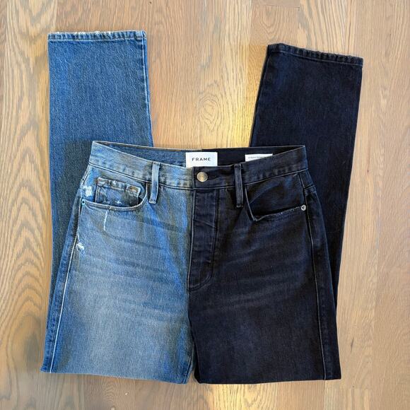 Frame Le Sylvie Slender Straight Leg Two Tone Jeans RARE Women’s Size 27 - Picture 2 of 10